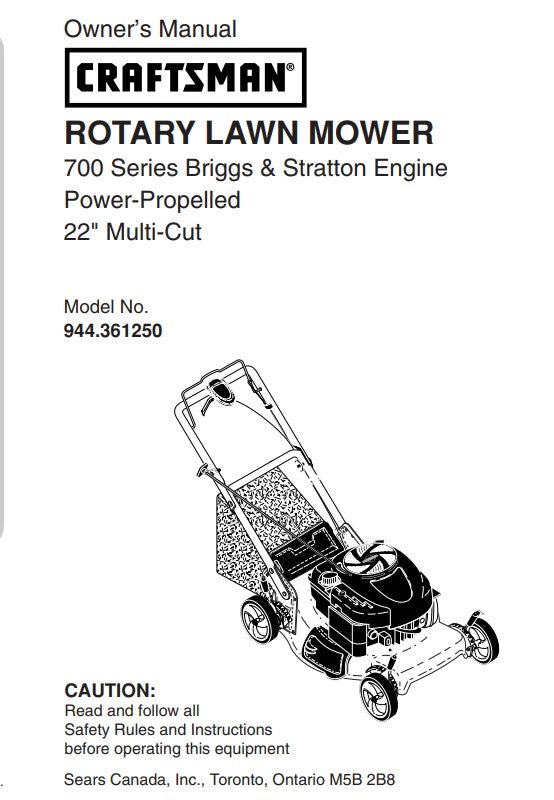 Craftsman 700 series 2025 lawn mower parts