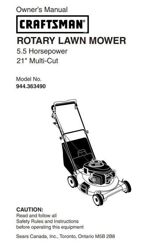 944.363490 Manual for Craftsman 21