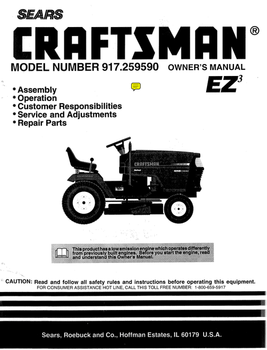 944.608991 Manual for Craftsman Lawn Tractor