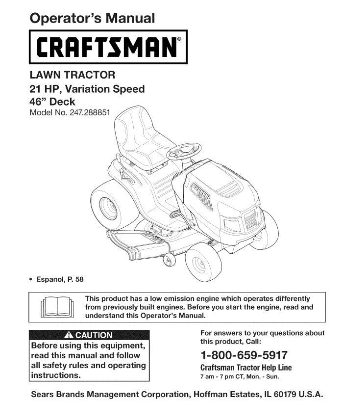 Craftsman lt2000 parts cheap manual