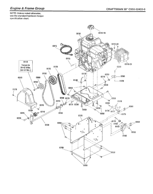 C950-52433-0 Craftsman 30" Snowblower Parts List