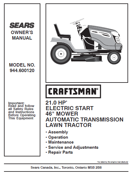 Craftsman pro series lawn tractor online parts