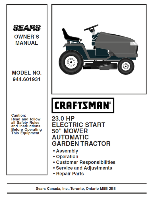 Craftsman gt5000 48 inch deck manual new arrivals