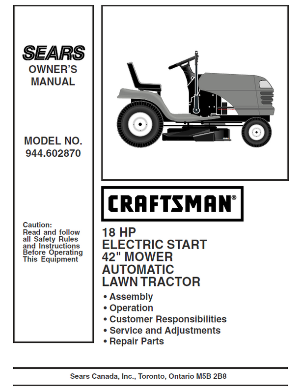 944.602870 Manual for Craftsman 18.0 HP 42