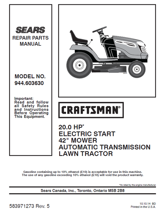 Poulan 14.5 hp 42 best sale cut manual