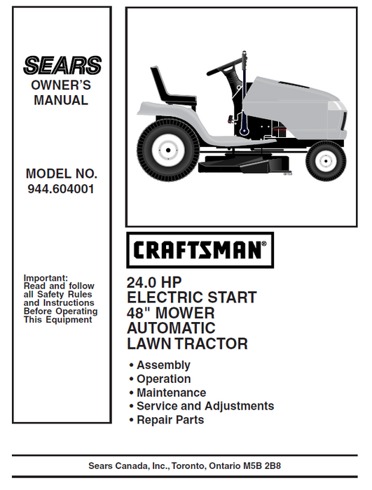 Craftsman lawn mower model 917 parts sale