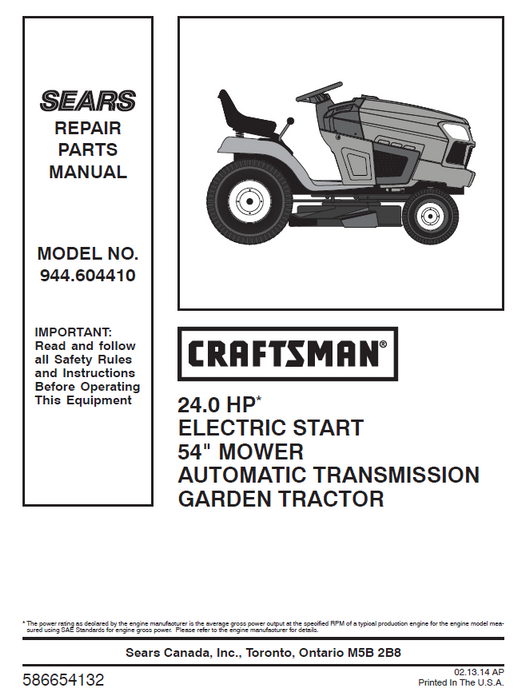 Craftsman 54 best sale inch mower parts