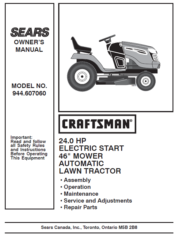 944.607060 Manual for Craftsman 24.0 HP 46