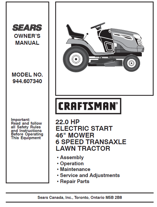 Craftsman lawn mower discount service