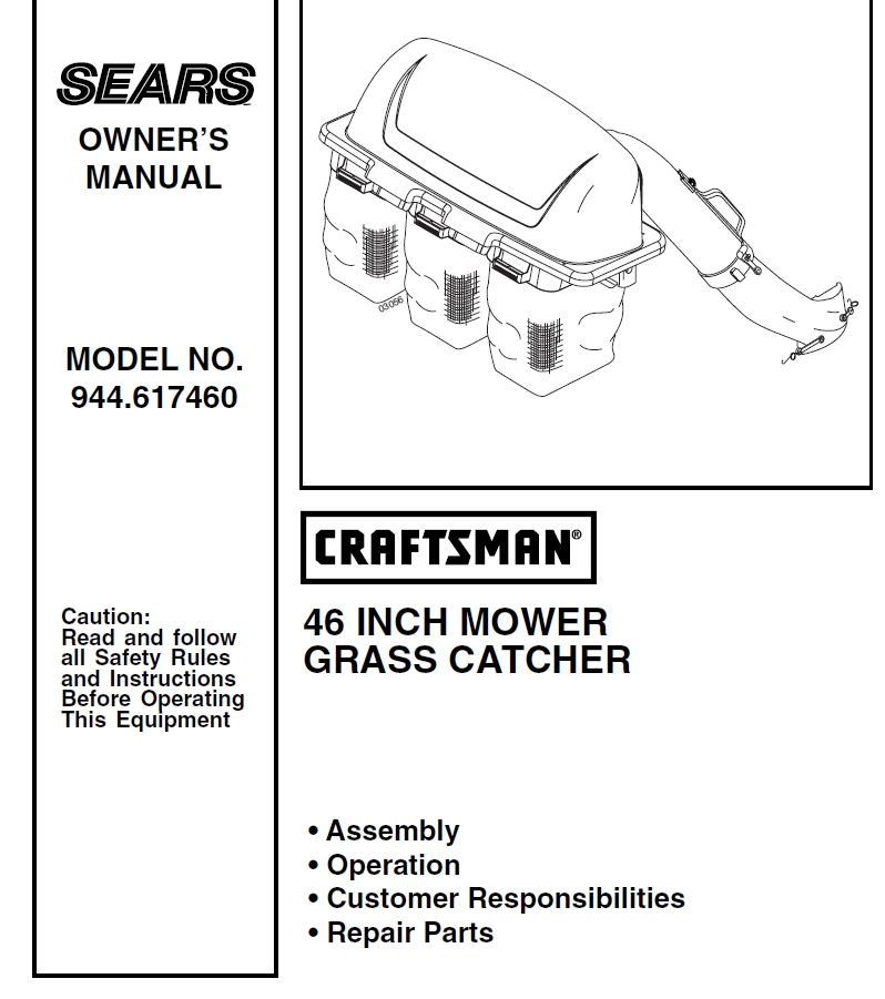 Craftsman bagger deals chute parts