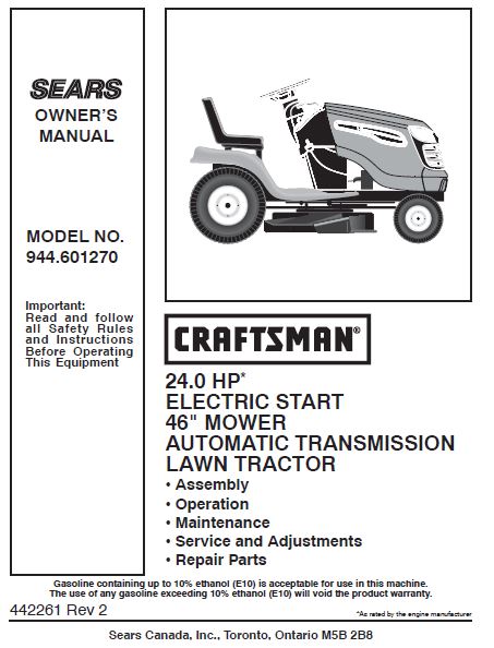 944.601270 Manual for Craftsman 24 HP 46