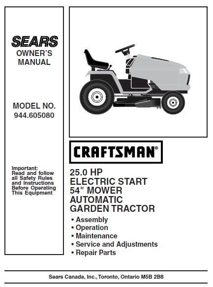 944.605080 Manual for Craftsman 25.0 HP 54