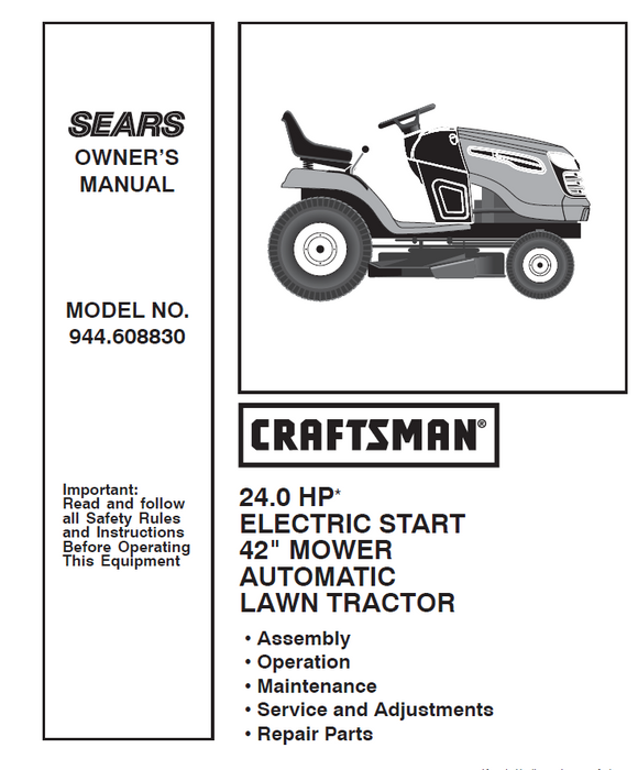 Craftsman 24 hp 2025 lawn tractor manual