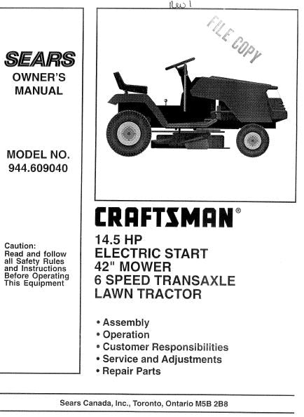 944.609040 Manual for Craftsman 14.5 HP 42