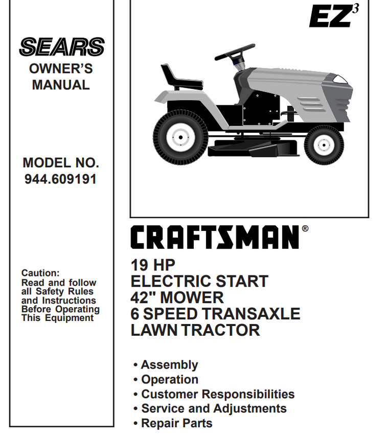 944.609191 Craftsman Lawn Tractor — DR Mower Parts