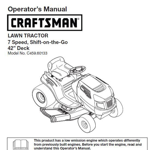 C459 60133 Manual for 2011 Craftsman 42 Lawn Tractor DR Mower Parts