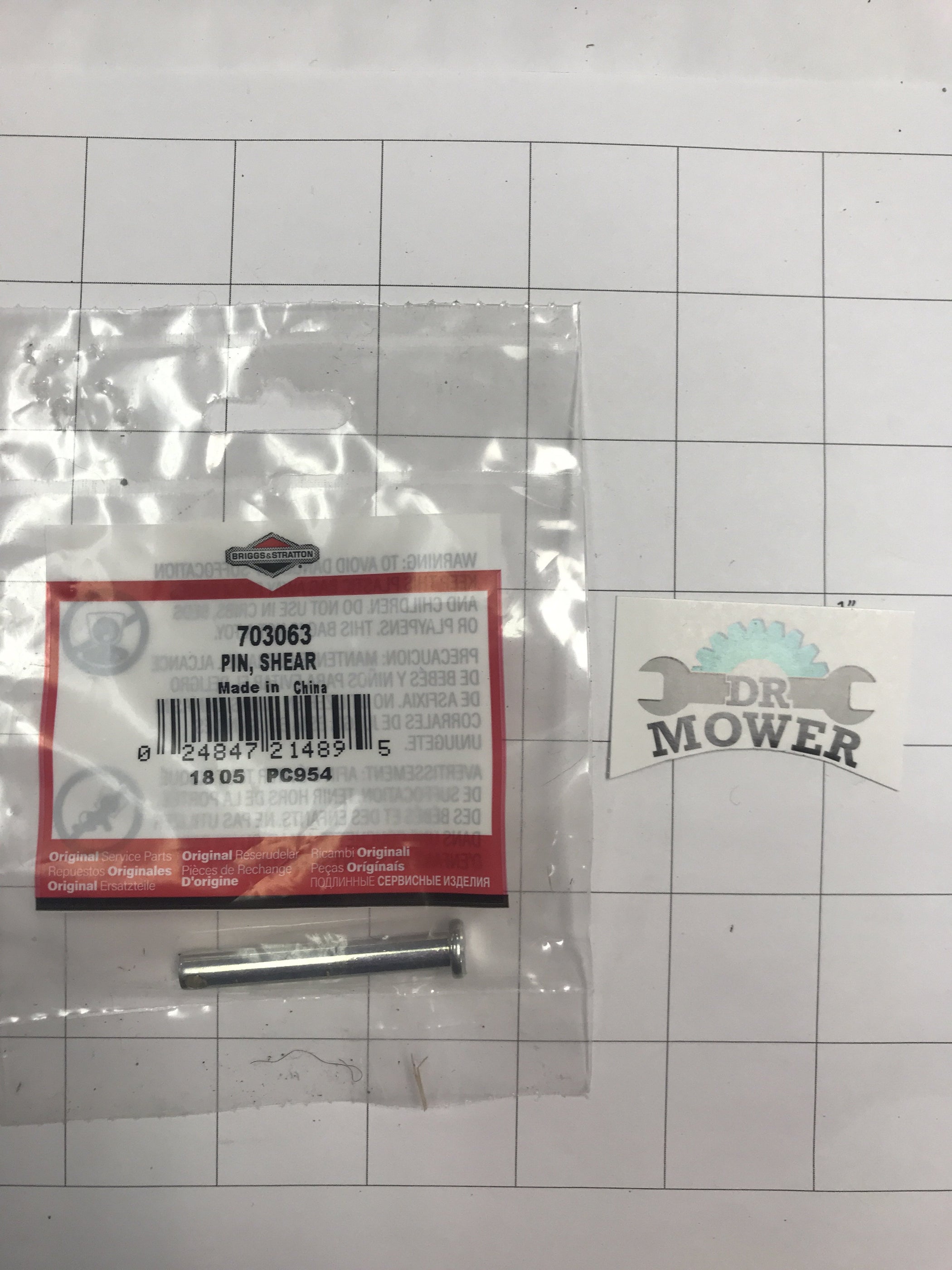 703063 Briggs And Stratton Snowblower Shear Pin — Dr Mower Parts