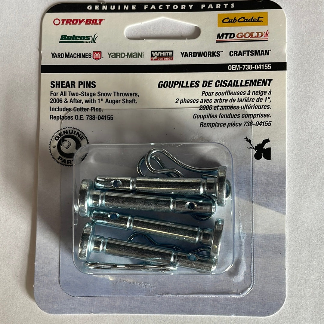 73804155 MTD Craftsman Snowblower Shear Pin Set OEM73804155 Set of 4